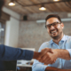 Close up of handshake in the office