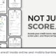 Multiple cell phone screens displaying various aspects of the United Fidelity Bank Credit Score Tool.