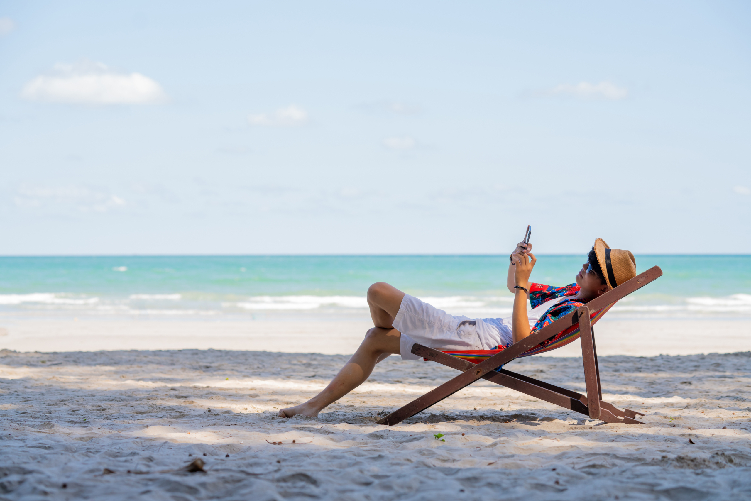 A young Man banking on the beach